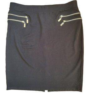 Jennifer Lopez Black Zipper Detail Elastic Waist Skirt #73277 size XL Office
